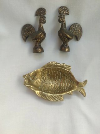 Pez y Gallos Bronce Vintage