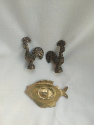 Pez y Gallos Bronce Vintage