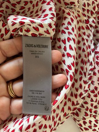 Blusa Zadig & Voltaire Corazones Roja y Blanca