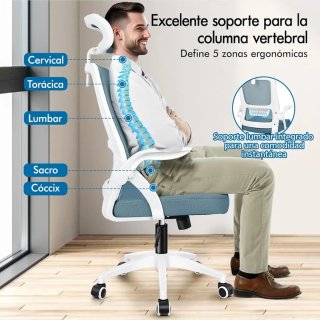 Silla Oficina Ergonómica Azul/Blanca