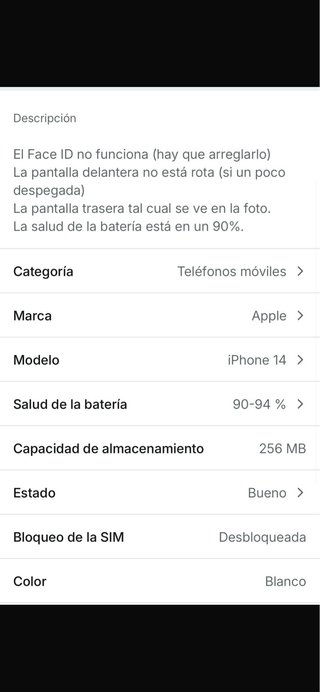 iPhone 14 256GB 90% Batería