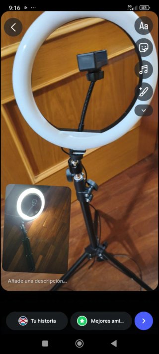 Aro de luz LED con trípode