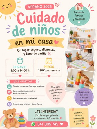 Cuidado de niños en mi casa