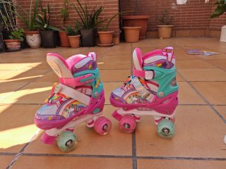 Patines niña unicornio ro sa talla ajustable