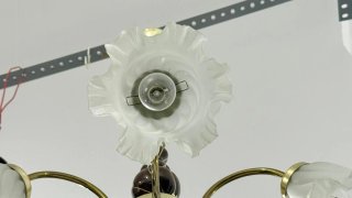 Lámpara techo 5 tulipas cristal dorado