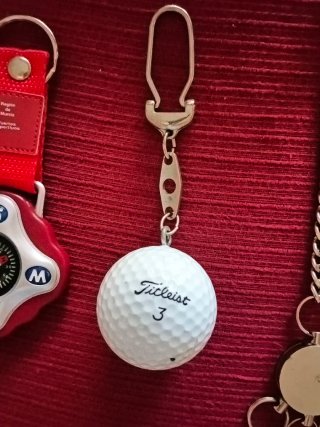 Llaveros varios: brújula, golf, cadenas