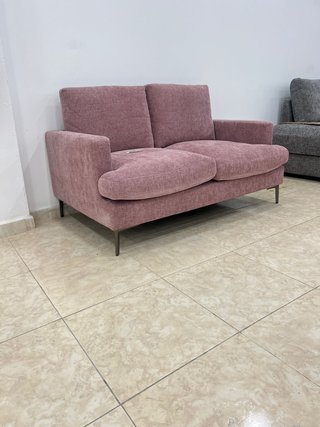 Sofá 2 plazas rosa tela