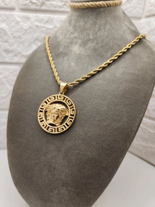 Colgante Medusa Acero Quirúrgico Chapado Oro