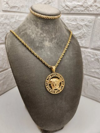 Colgante Medusa Acero Quirúrgico Chapado Oro