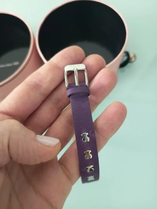 Pulsera Tous Morada con Ositos Plateados
