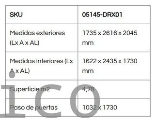 Caseta Metálica Top Artemisa 173x261x204 cm - Duramax