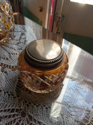 Conjunto tocador antiguo cristal tallado