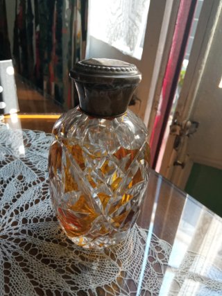 Conjunto tocador antiguo cristal tallado