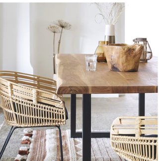 Mesa Comedor Madera Acacia y Metal + 6 sillas
