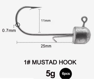 ESFISHING Jig Head 5gr Ned Rig Hook