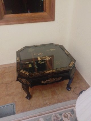 Mesa Octogonal China Lacada Negra