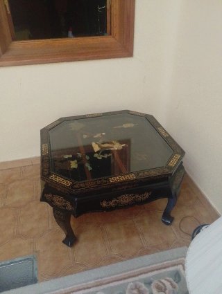 Mesa Octogonal China Lacada Negra
