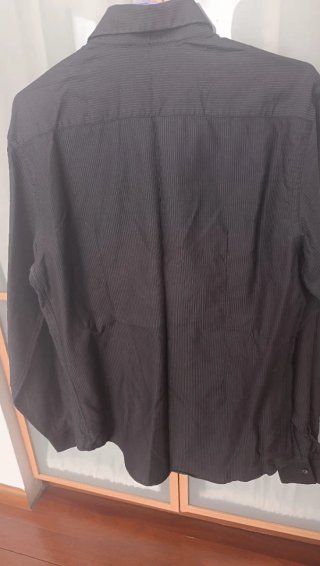 Camisa Zara Man Negra Rayas Finas