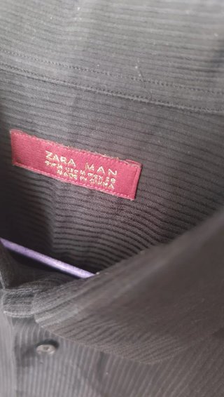 Camisa Zara Man Negra Rayas Finas