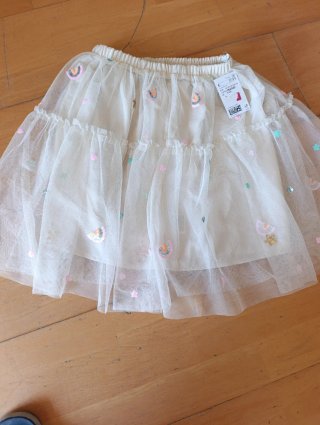 Falda tul niña 8/10 años beige/multicolor