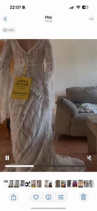 Vestido Novia Boho-Chic Encaje Manga Larga