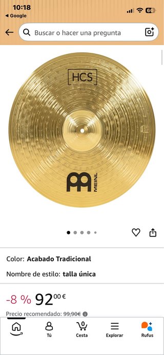 Platillo Meinl 20” como nuevo.