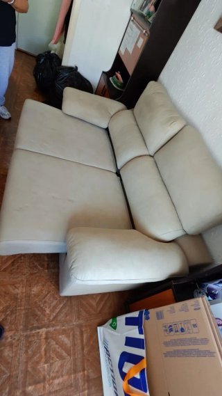 Sofá 3 plazas extraíble, imitación piel, beige