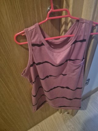 Camiseta rayas rosa y negra mujer.talla M