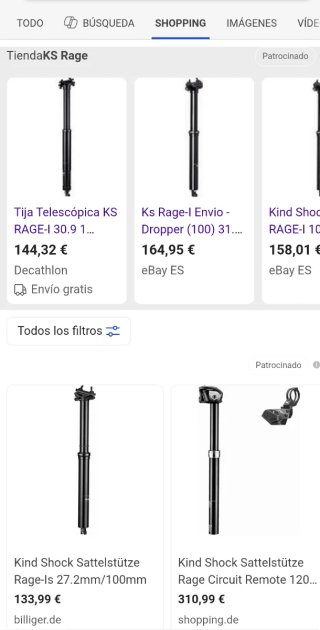 Tija telescópica para bicicleta Ks Rage