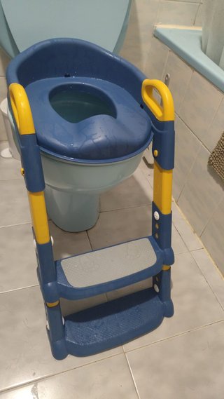 Reductor WC niño con escalones azul