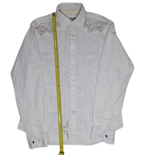 Camicia Western Bianca con Ricami Stile Country