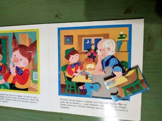 4 PUZZLES+CUENTO PINOCHO+JUEGO Libro de 3/6 años