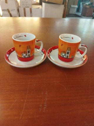 Set 2 Tazzine Caffè con Piattini