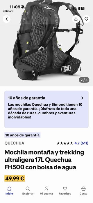 Mochila de senderismo y trekking