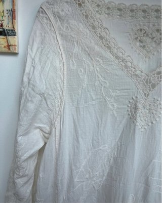 Vestido ibizenco blanco bordado y encaje