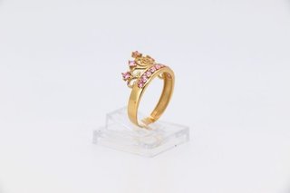 ANILLO GRANDE CORONA 15 CIRCONITAS ROSAS.