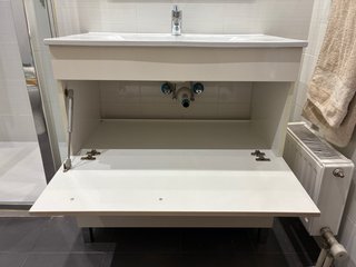 Mueble de baño completo beige y plata