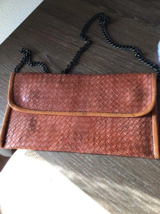 Bolso Cartera Naranja Tejido Cadena
