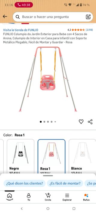 Columpio infantil rosa