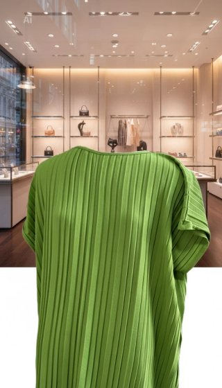 Túnica larga plisada verde talla única