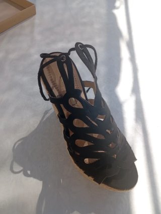 Zapatos de esparto negros con cuña