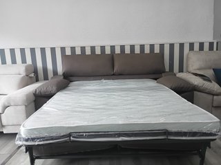Sofá Cama Italiano Beige y Marrón