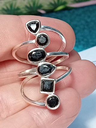 Anillo Plata Ley  Piedras onix