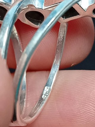 Anillo Plata Ley  Piedras onix