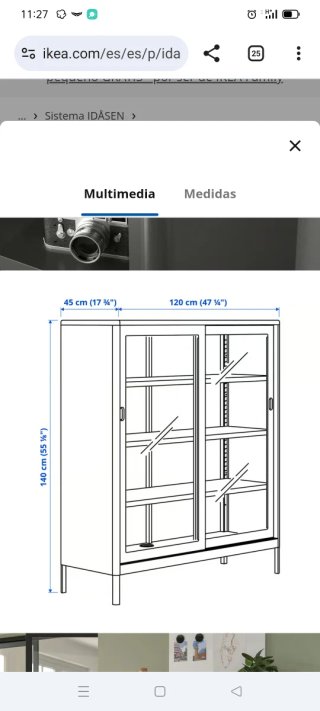 Vitrina Armario IKEA IDÅSEN Corredera Gris