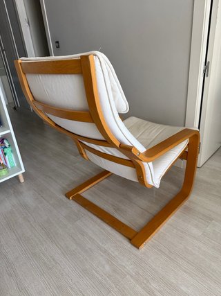 Butaca Poäng Ikea Madera Cojín Blanco