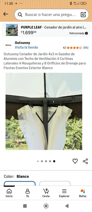 Pérgola de jardín Outsunny 4x3m