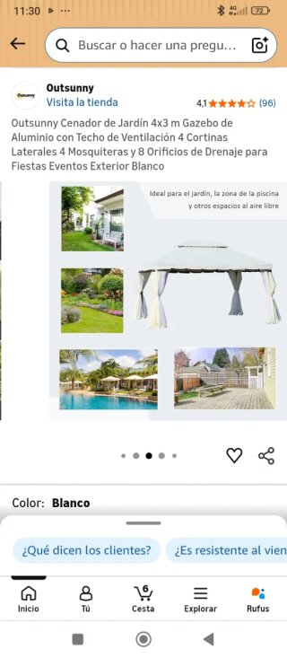 Pérgola de jardín Outsunny 4x3m