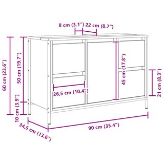 Mueble para Lavabo con Cajones 90×34,5×60 cm Negro