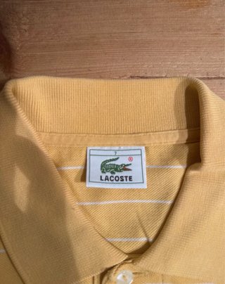 Polo Lacoste Rayas Amarillas y Blancas